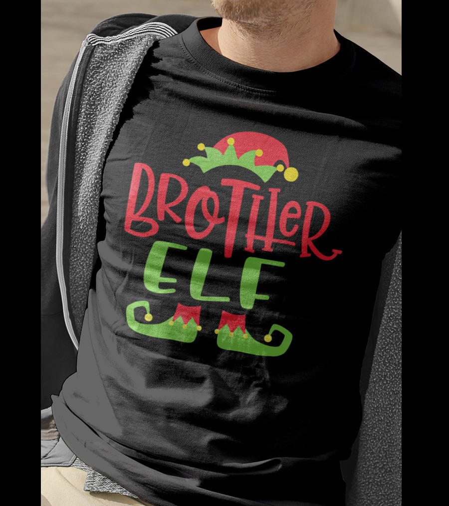 Brother Elf Christmas Hat And Shoes Festive Humor T-Shirt