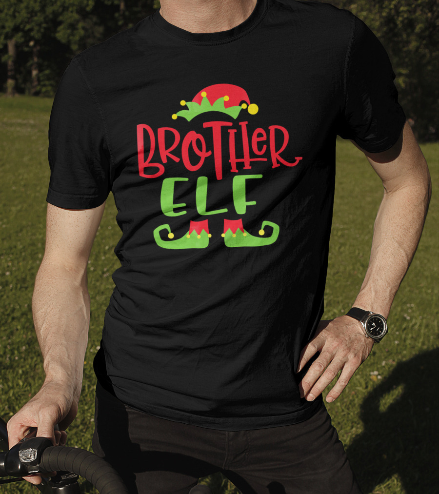 Brother Elf Christmas Hat And Shoes Festive Humor T-Shirt