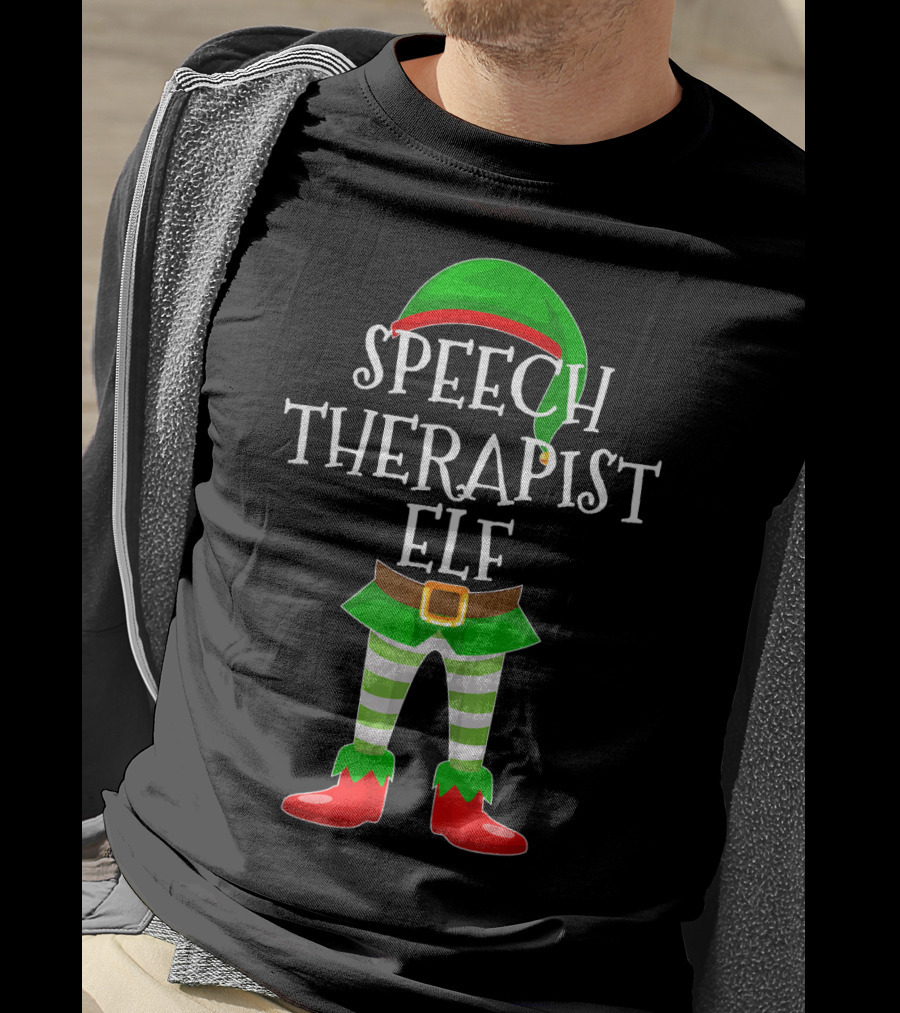 Speech Therapist Elf Matching Family Christmas Holiday T-Shirt