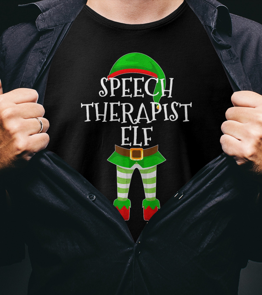 Speech Therapist Elf Matching Family Christmas Holiday T-Shirt
