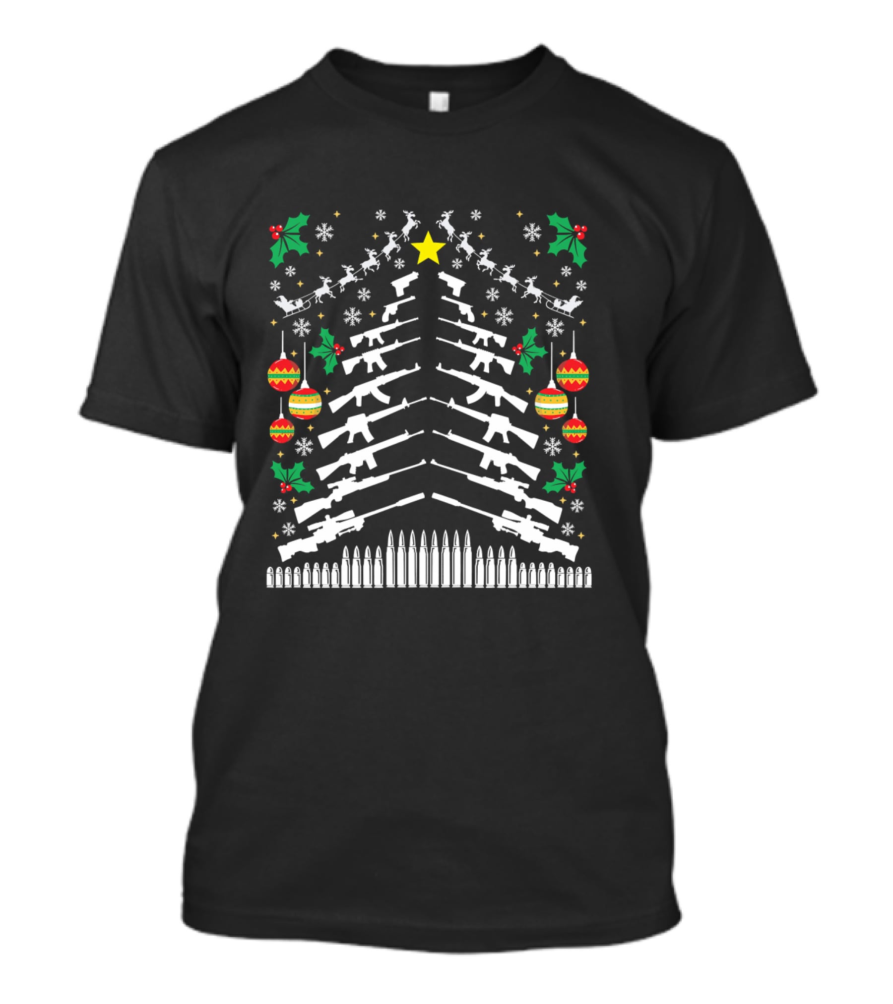 Guns AR 15 2nd Amendment Christmas Tree Funny Long Holiday T-Shirt