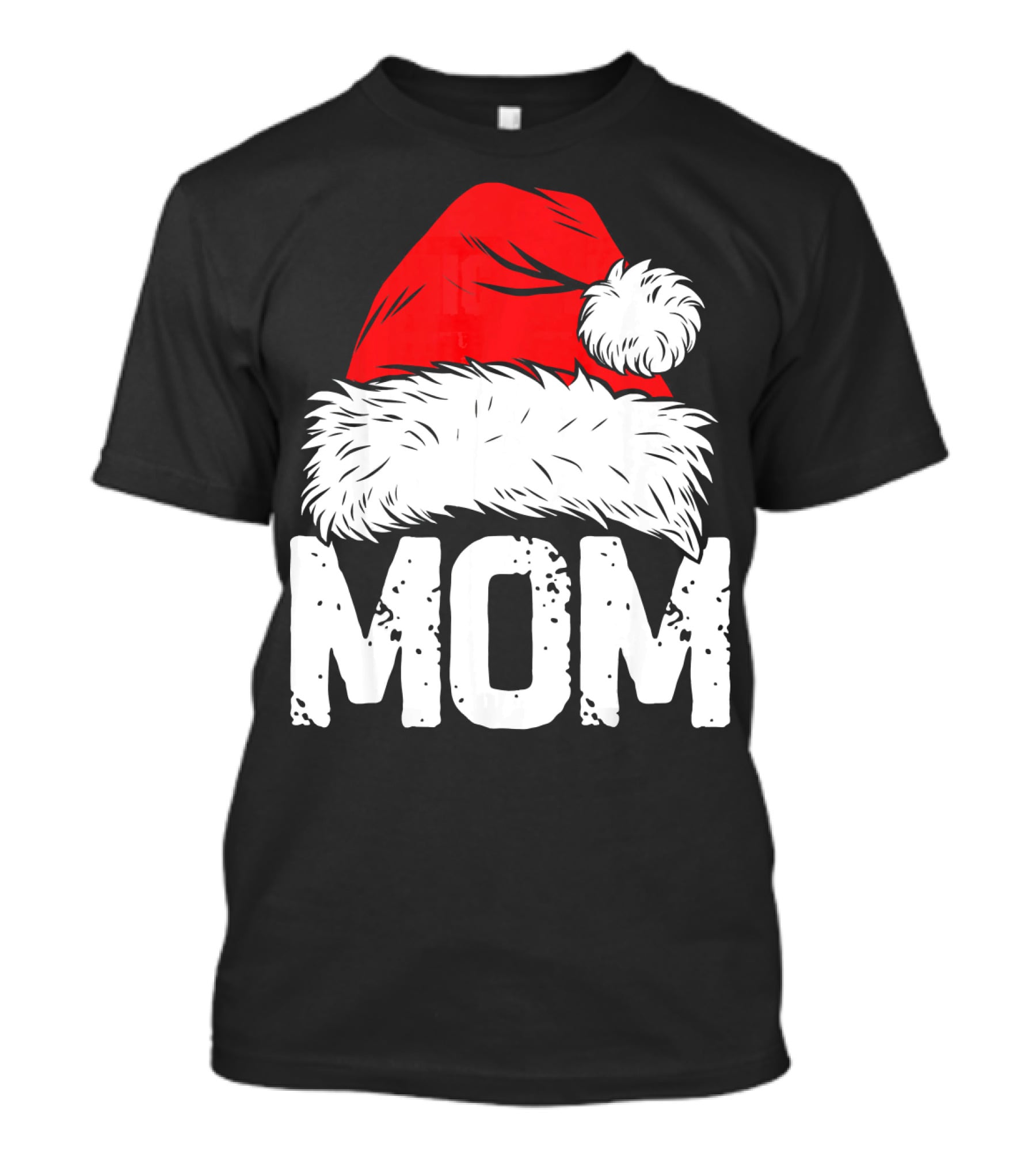 Mom Christmas Santa Hat Family Match T-Shirt