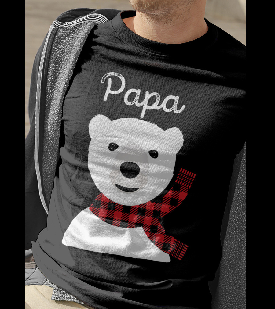 Papa Bear Buffalo Check Christmas Family Matching T-Shirt
