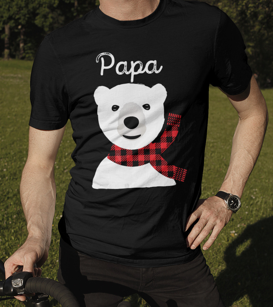 Papa Bear Buffalo Check Christmas Family Matching T-Shirt