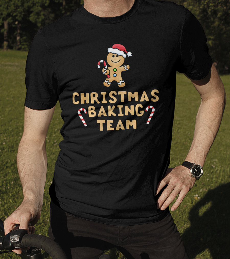 Christmas Baking Team Gingerbread Man Candy Canes And Santa Hat T-Shirt