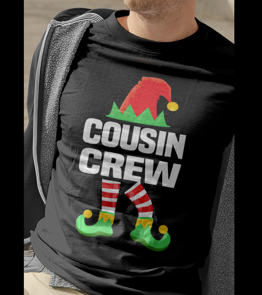 Cousin Crew Elf Hat Striped Legs Christmas T-Shirt