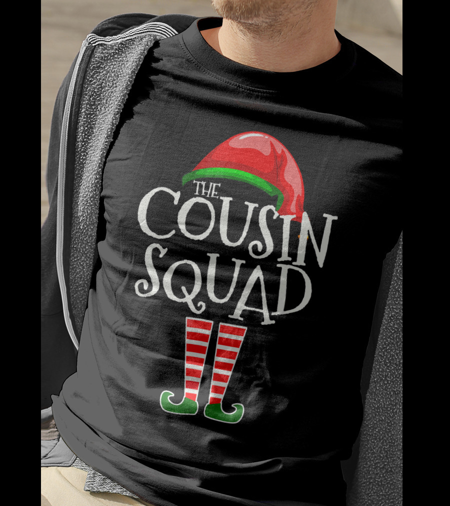 The Cousin Squad Elf Hat And Striped Legs T-Shirt