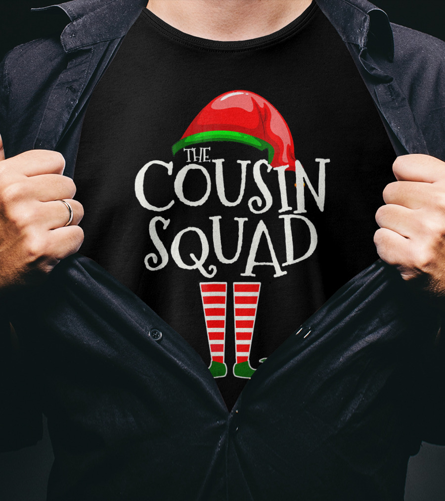 The Cousin Squad Elf Hat And Striped Legs T-Shirt