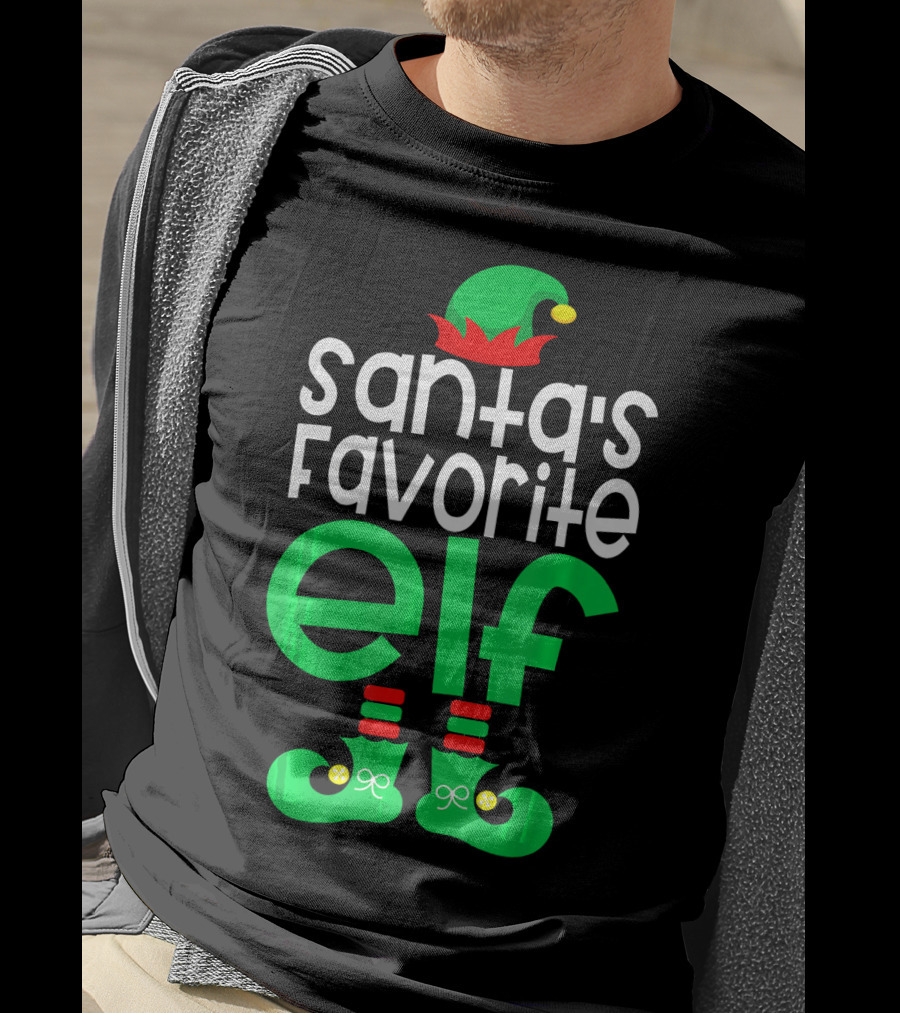 Santa's Favorite Elf Festive Outfit With Hat And Shoes T-Shirt