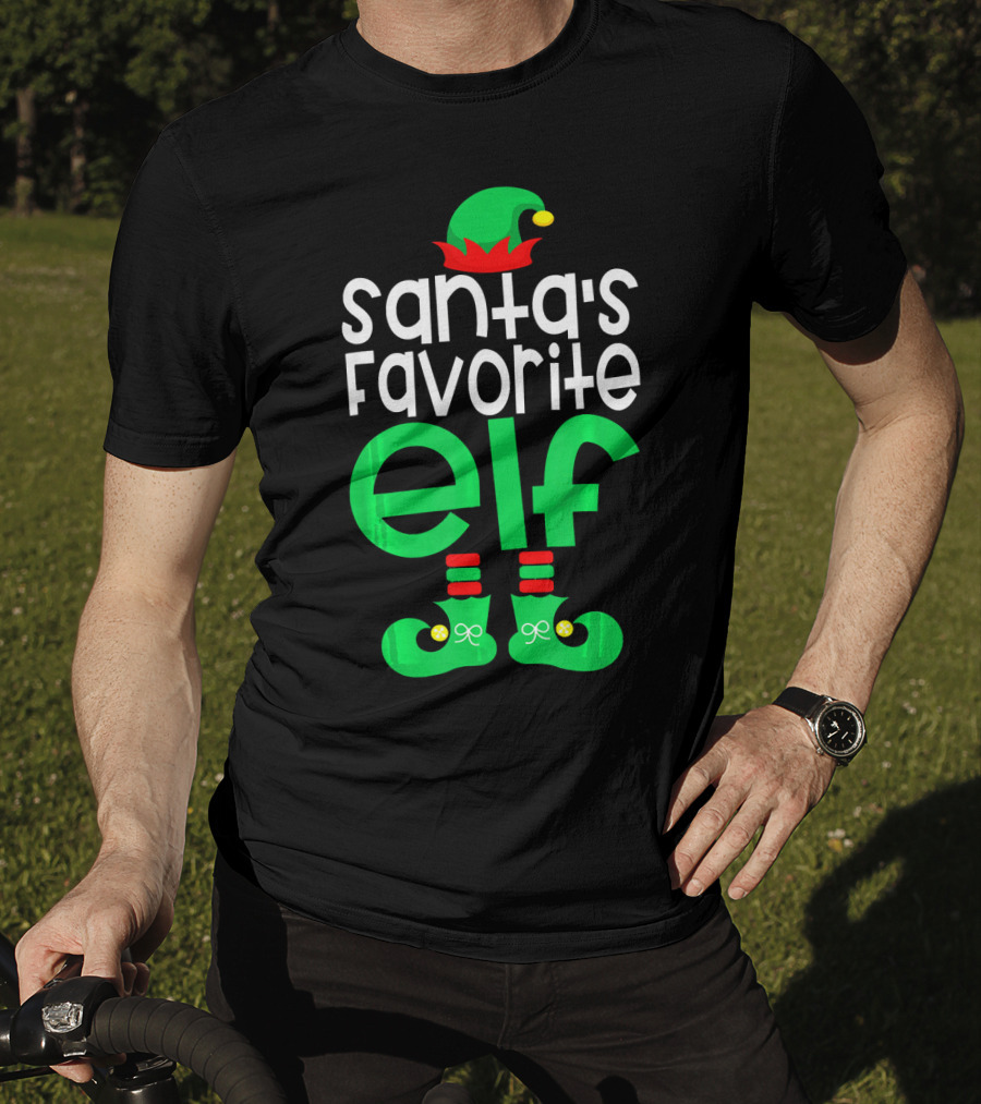 Santa's Favorite Elf Festive Outfit With Hat And Shoes T-Shirt