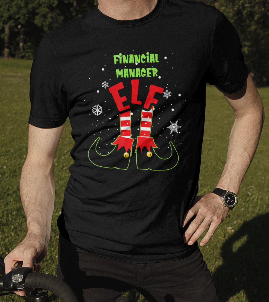 Financial Manager Elf Christmas Snowflake Striped Socks T-Shirt