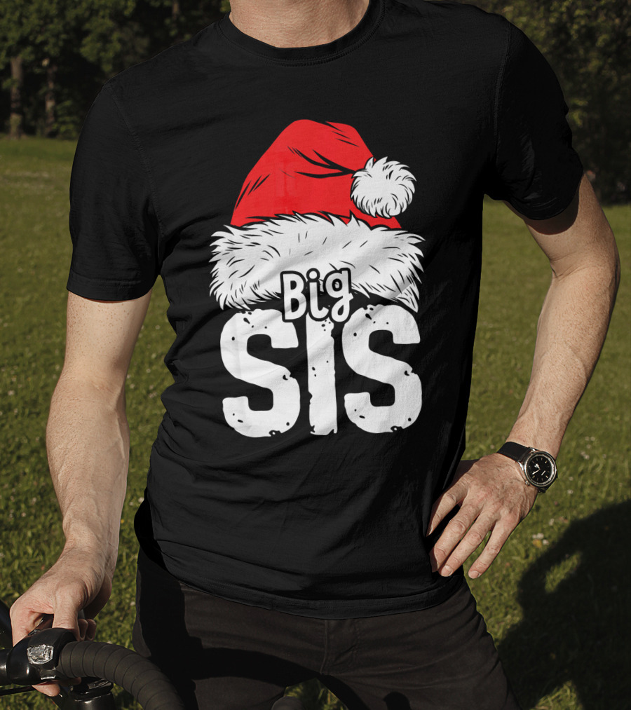 Big Sis Christmas Santa Hat Family T-Shirt