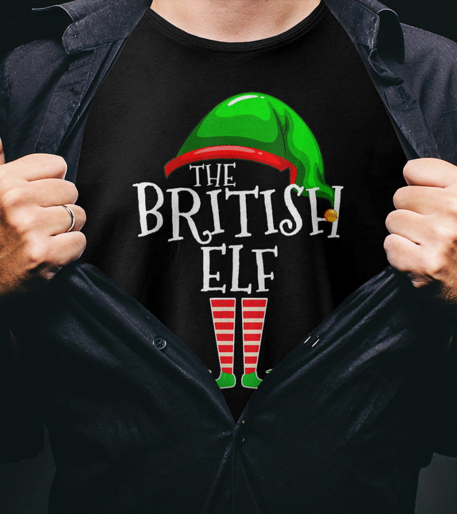 The British Elf Green Hat Red Striped Socks Family Matching Group T-Shirt