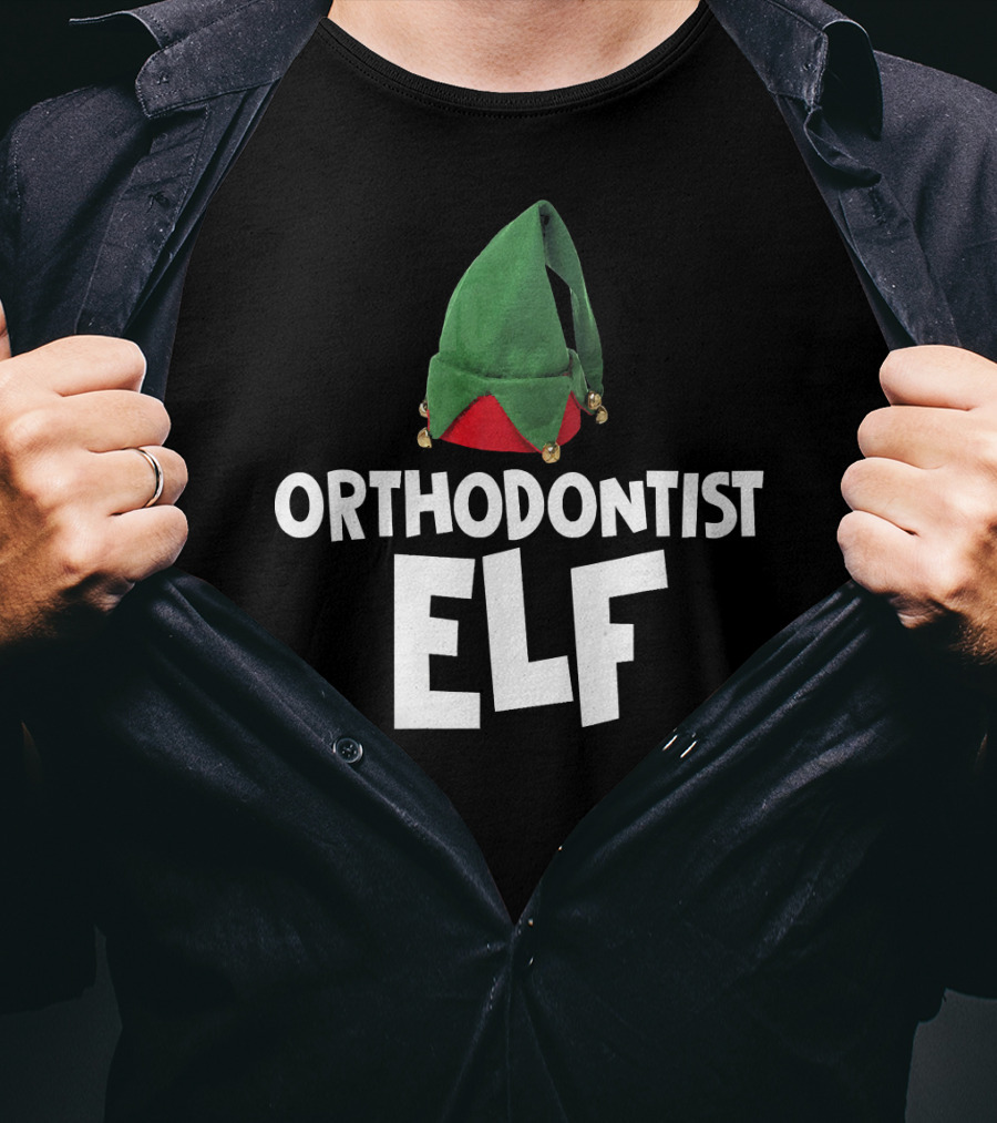 Orthodontist Elf With Green Santa Hat T-Shirt