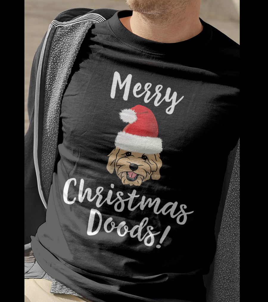 Merry Christmas Doods Santa Hat Goldendoodle Dog T-Shirt