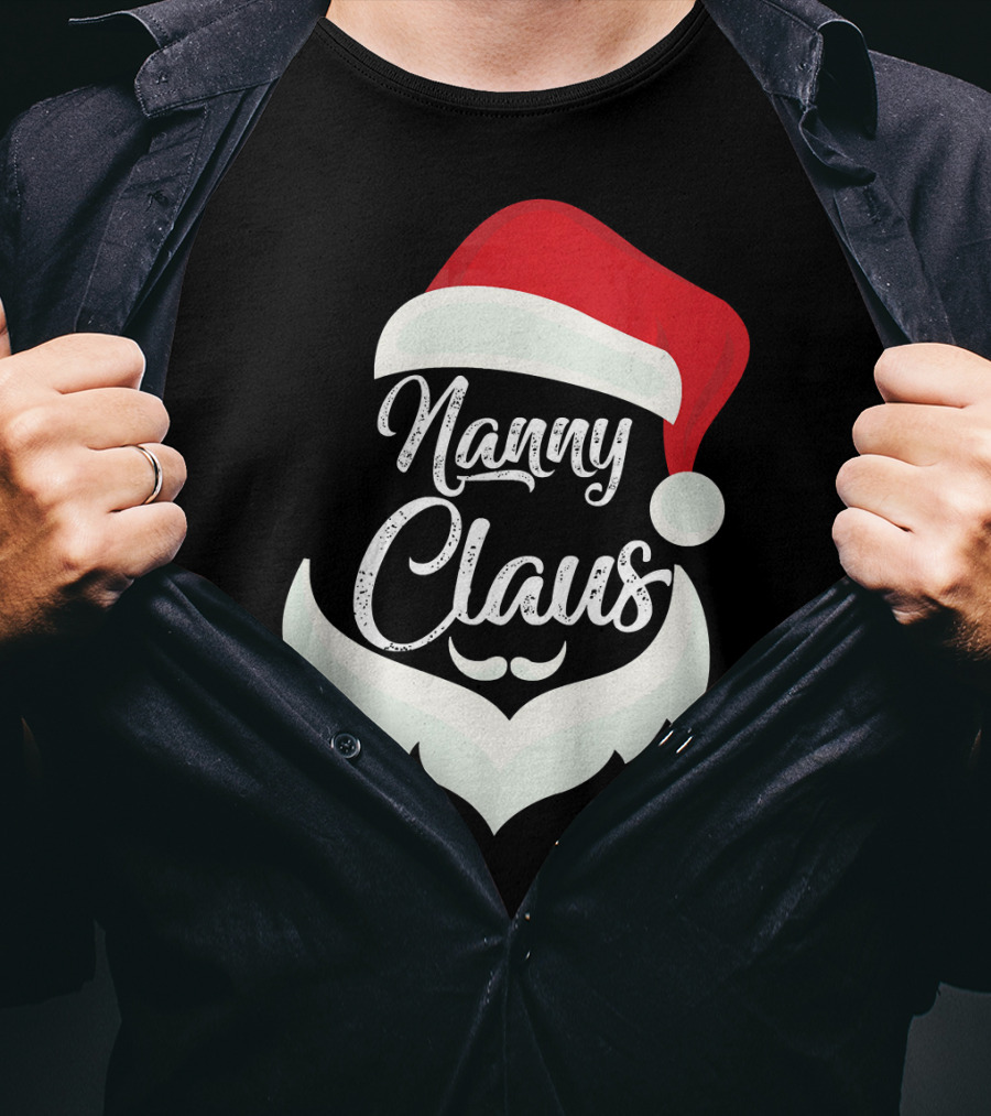 Nanny Claus Santa Hat And Beard Christmas T-Shirt