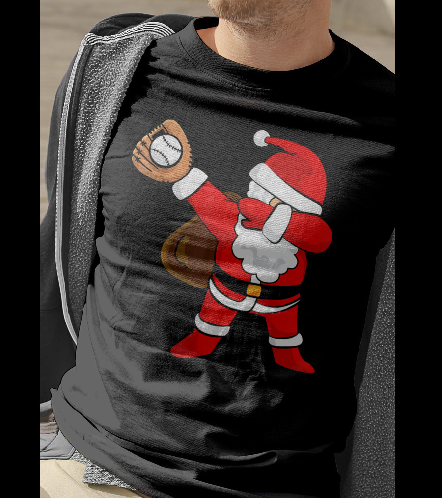Santa Dabbing With Baseball Glove T-Shirt