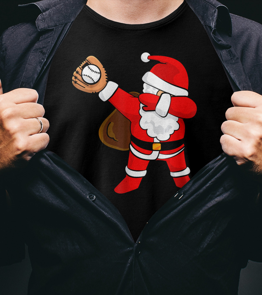Santa Dabbing With Baseball Glove T-Shirt