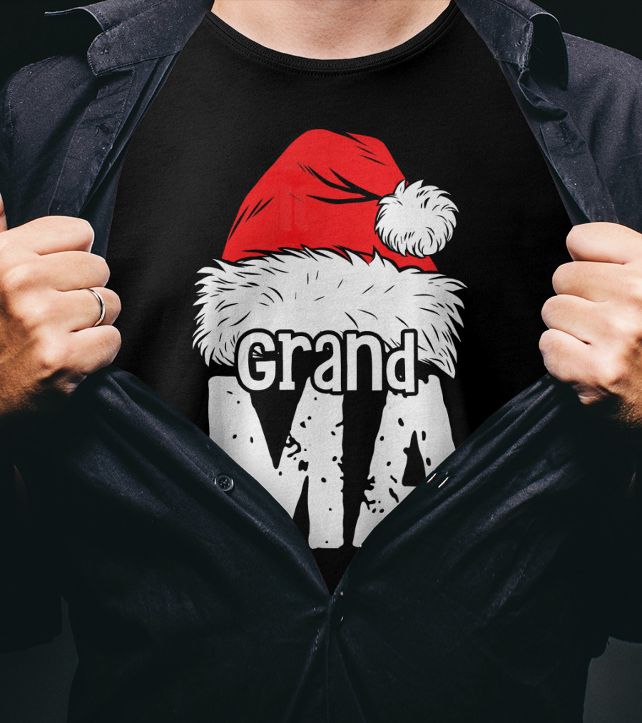 Grandma Santa Christmas Hat Family T-Shirt