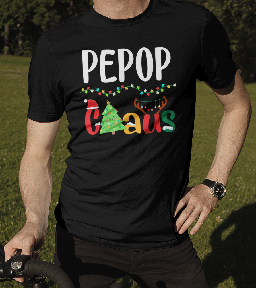 Mens PePop Claus Funny Xmas Santa Grandpa T-Shirt