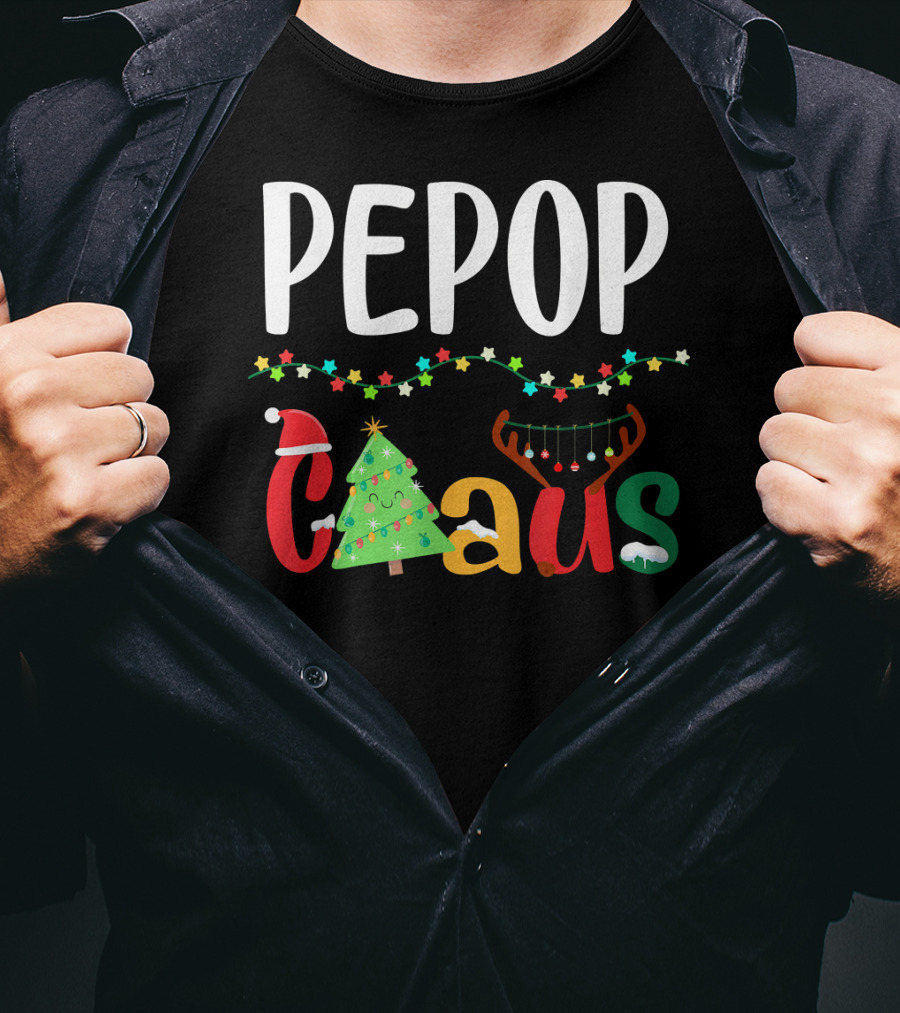 Mens PePop Claus Funny Xmas Santa Grandpa T-Shirt