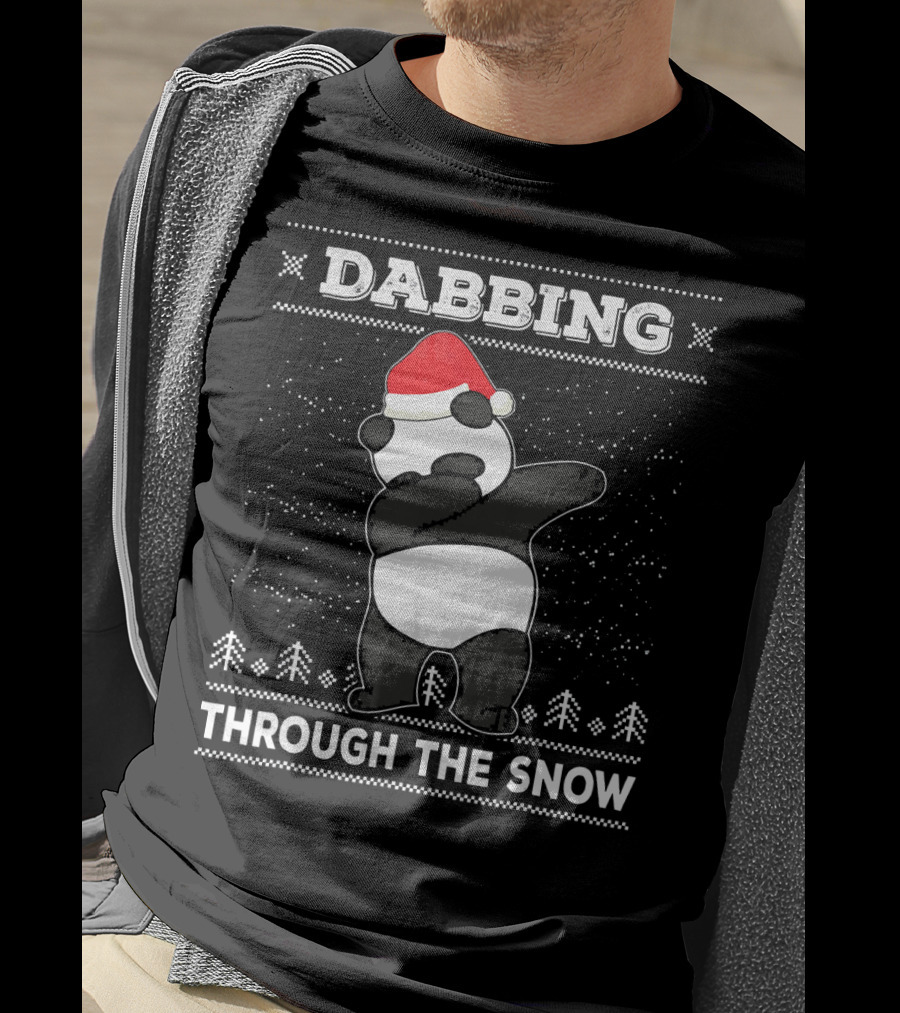 Dabbing Panda Through The Snow Ugly Christmas T-Shirt