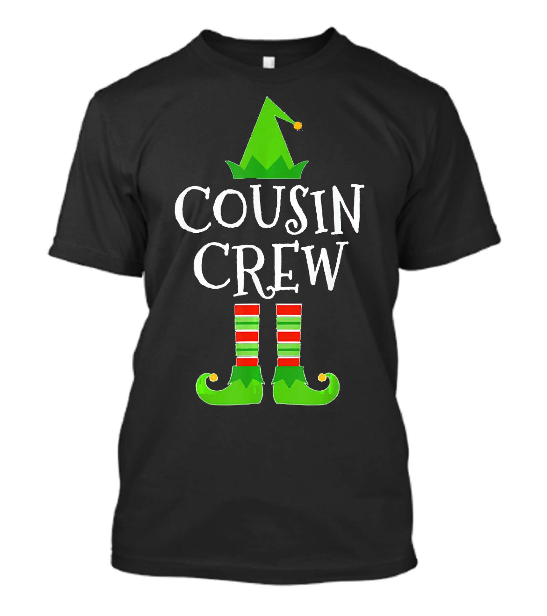 Cousin Crew Elf Hat And Striped Stockings Family Group T-Shirt