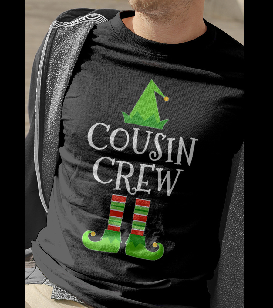Cousin Crew Elf Hat And Striped Stockings Family Group T-Shirt