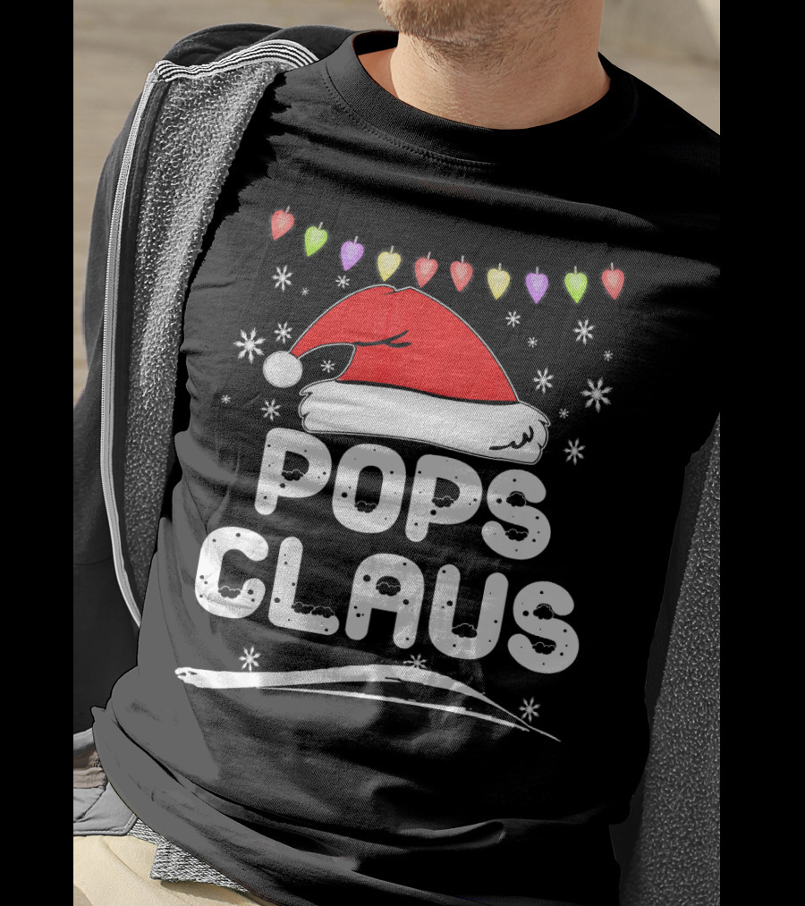 Pops Claus Santa Hat Christmas Family Holiday T-Shirt