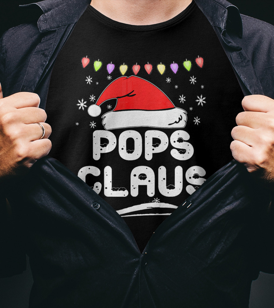 Pops Claus Santa Hat Christmas Family Holiday T-Shirt