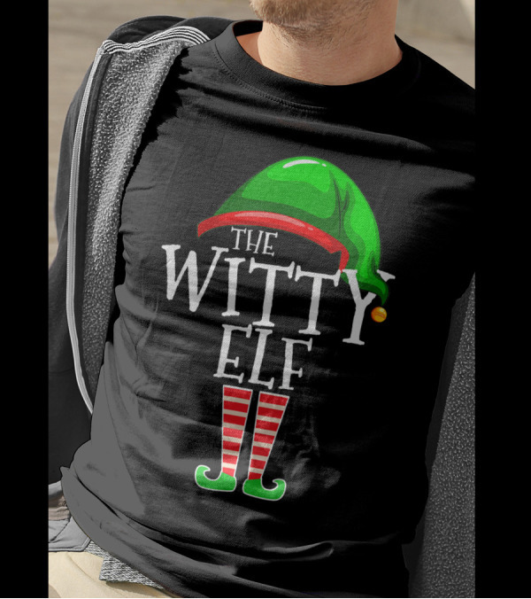 The Witty Elf Hat And Striped Socks Family Matching Group T-Shirt
