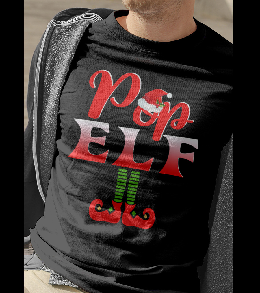 Pop Elf Santa Hat Funny Christmas Group T-Shirt