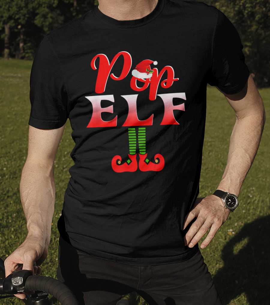 Pop Elf Santa Hat Funny Christmas Group T-Shirt