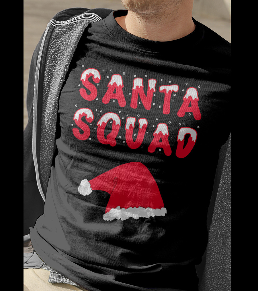 Funny Christmas Santa Squad Santa Hat T-Shirt