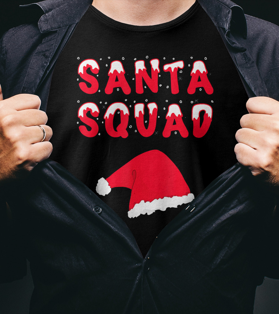 Funny Christmas Santa Squad Santa Hat T-Shirt