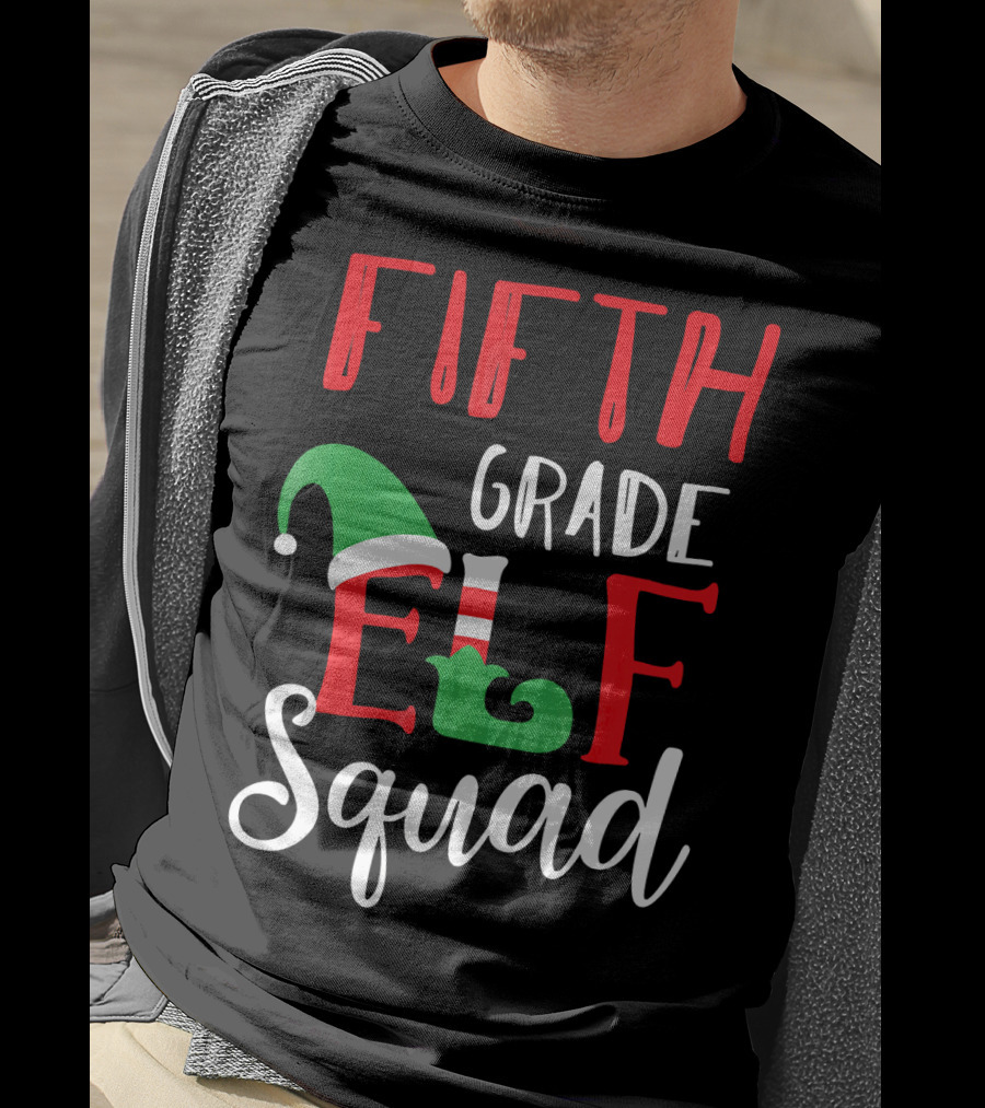 Fifth Grade Christmas Elf Squad Teacher T-Shirt