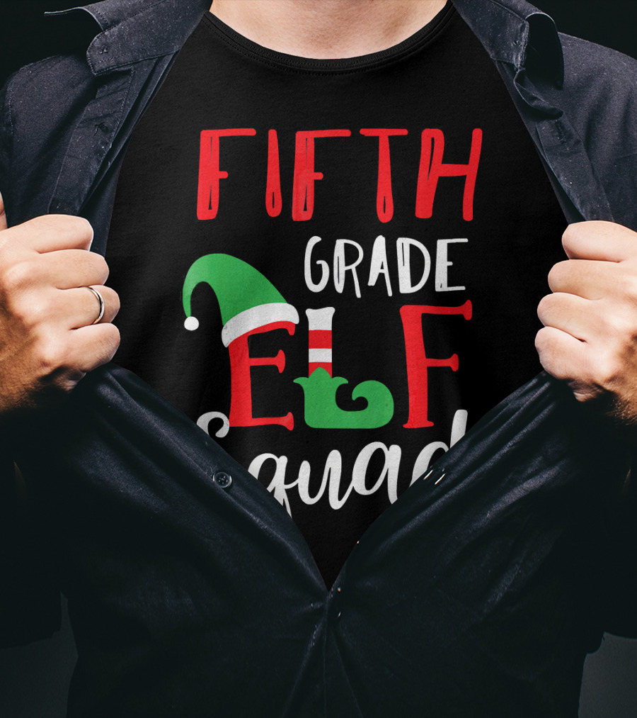 Fifth Grade Christmas Elf Squad Teacher T-Shirt