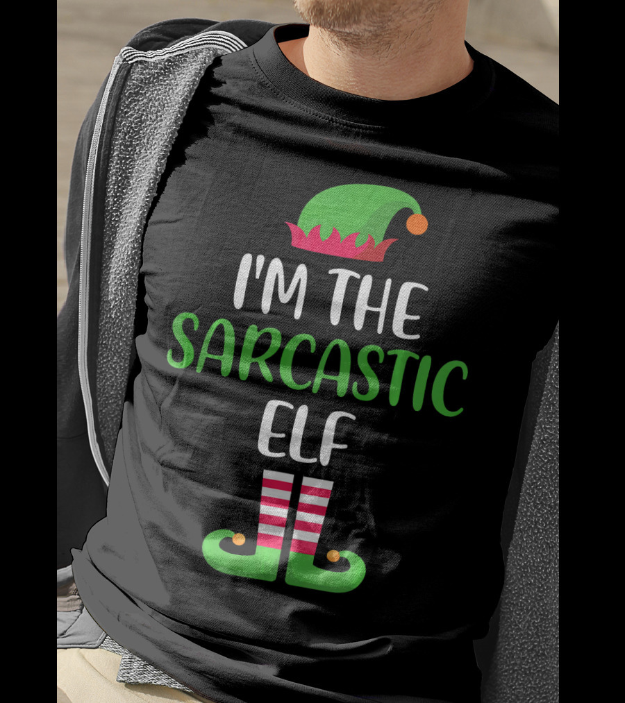 I'm The Sarcastic Elf With Green Hat And Striped Shoes T-Shirt
