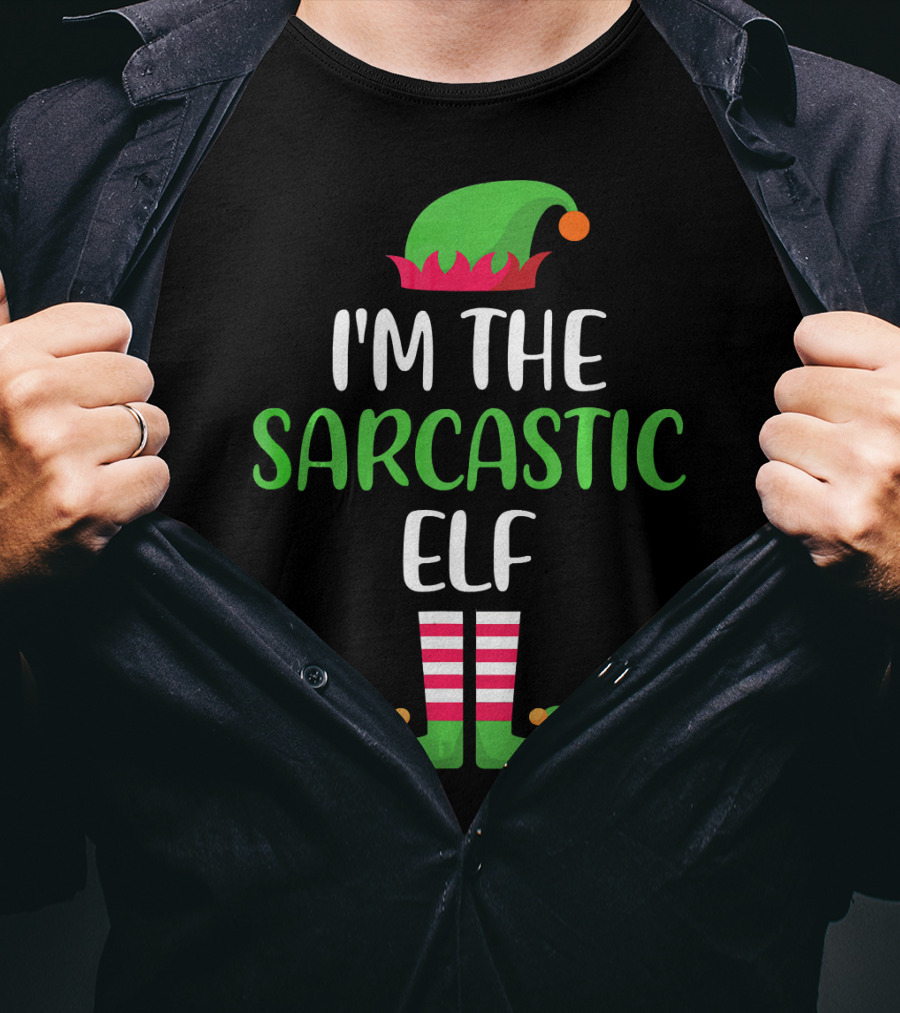 I'm The Sarcastic Elf With Green Hat And Striped Shoes T-Shirt