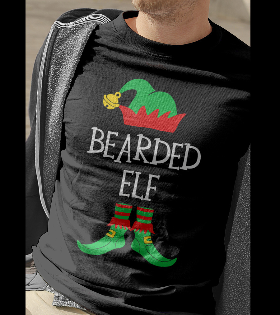 BEARDED ELF Matching Family Group Christmas Costume T-Shirt