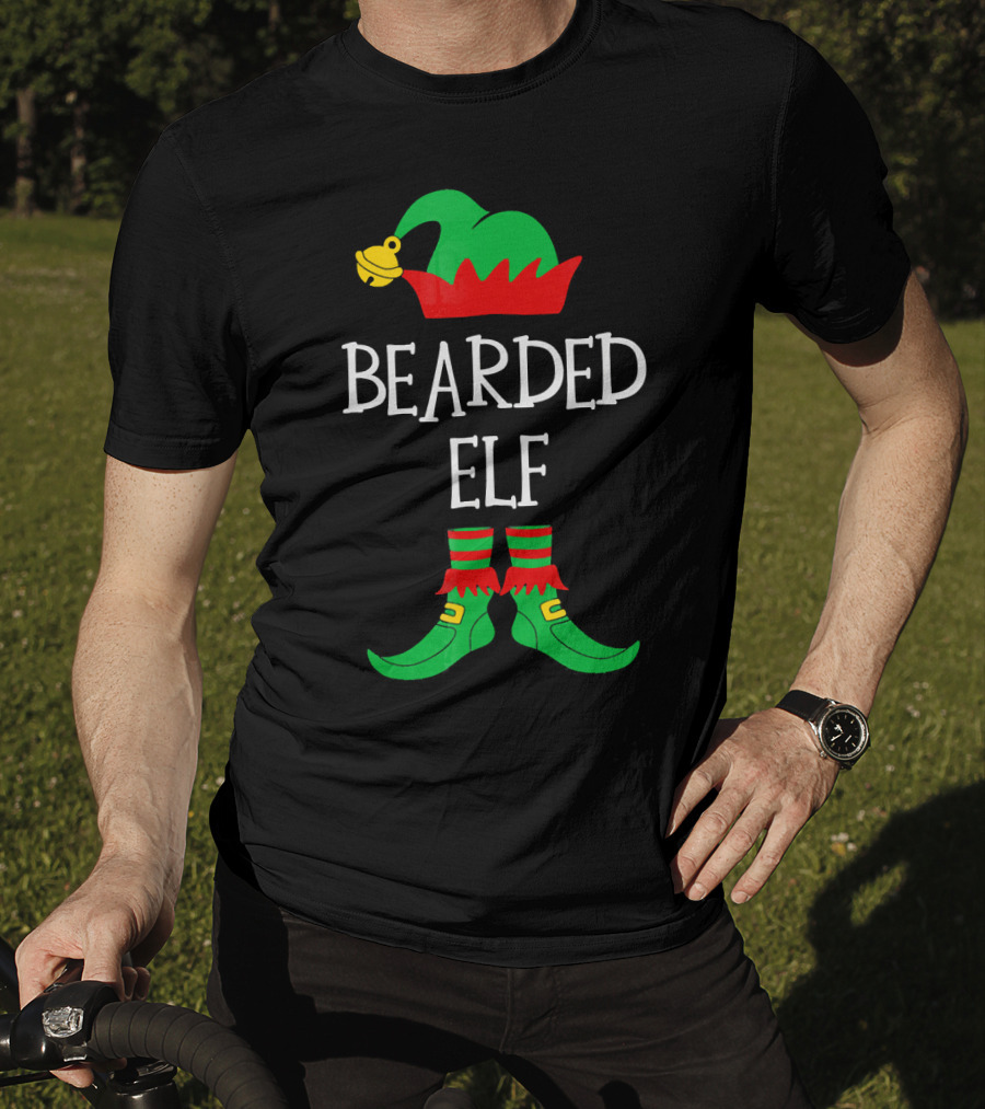 BEARDED ELF Matching Family Group Christmas Costume T-Shirt