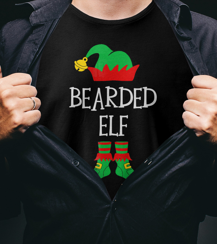 BEARDED ELF Matching Family Group Christmas Costume T-Shirt