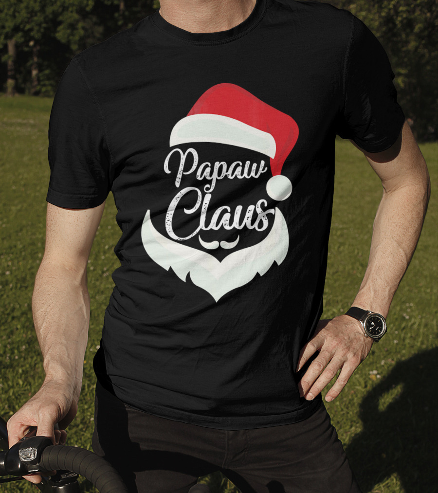 Papaw Claus Santa Hat White Beard Festive Christmas T-Shirt