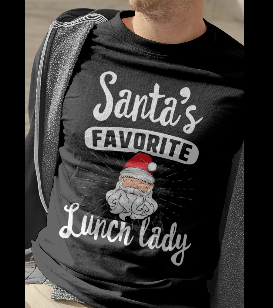 Santa's Favorite Lunch Lady Christmas Santa Claus Red Hat T-Shirt