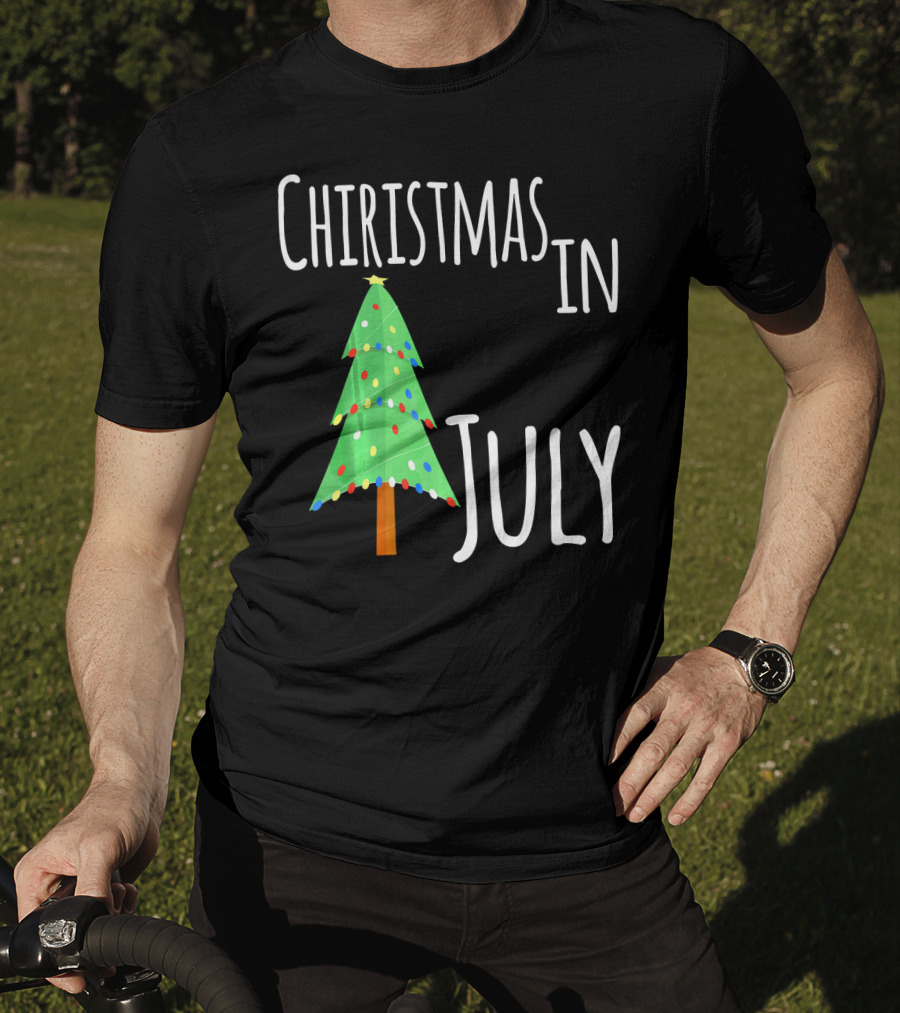 Christmas In July Tree Lights Festive Summer T-Shirt
