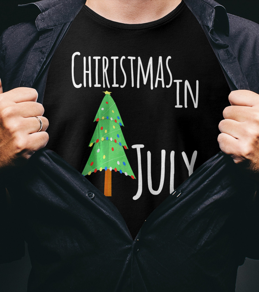 Christmas In July Tree Lights Festive Summer T-Shirt