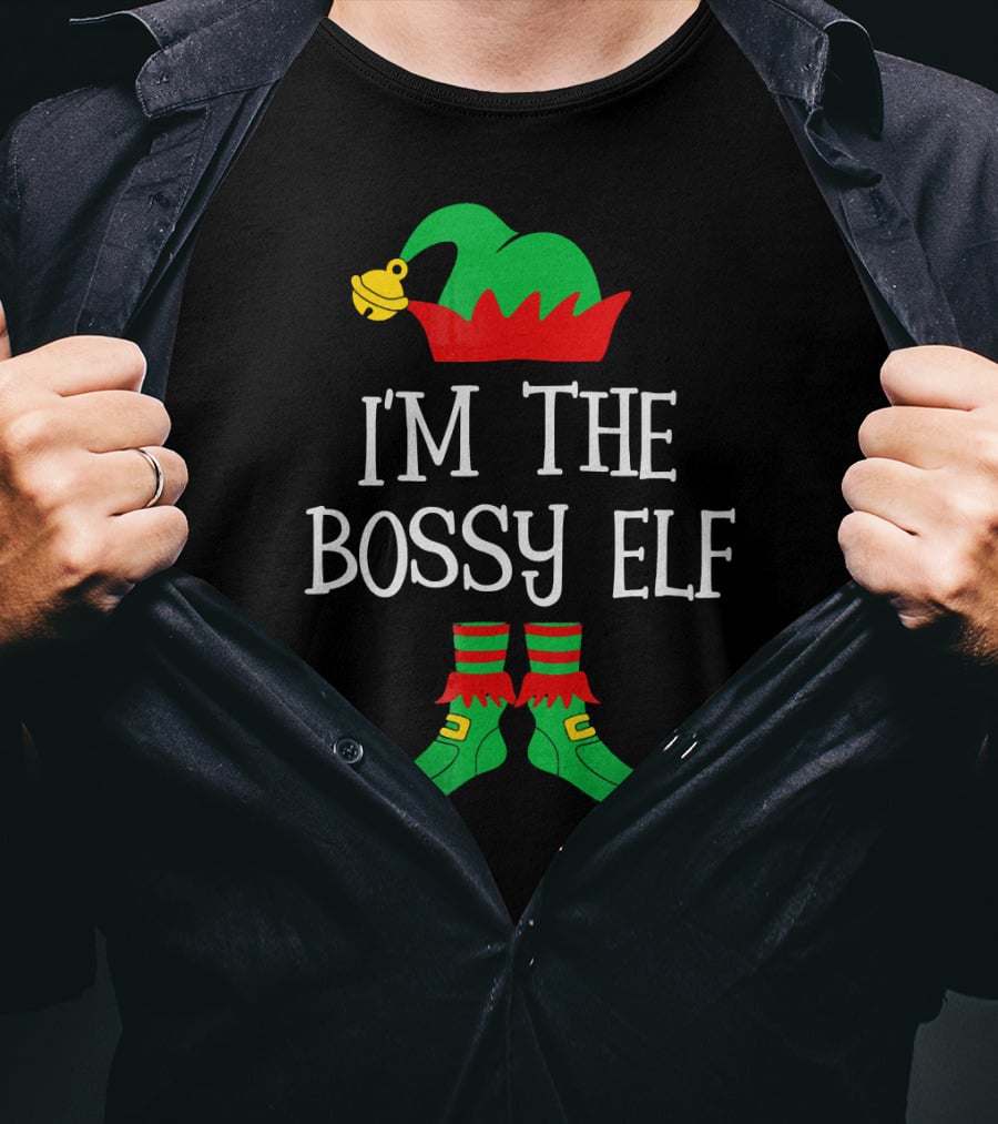I'M THE BOSSY ELF Family Group Christmas Matching T-Shirt