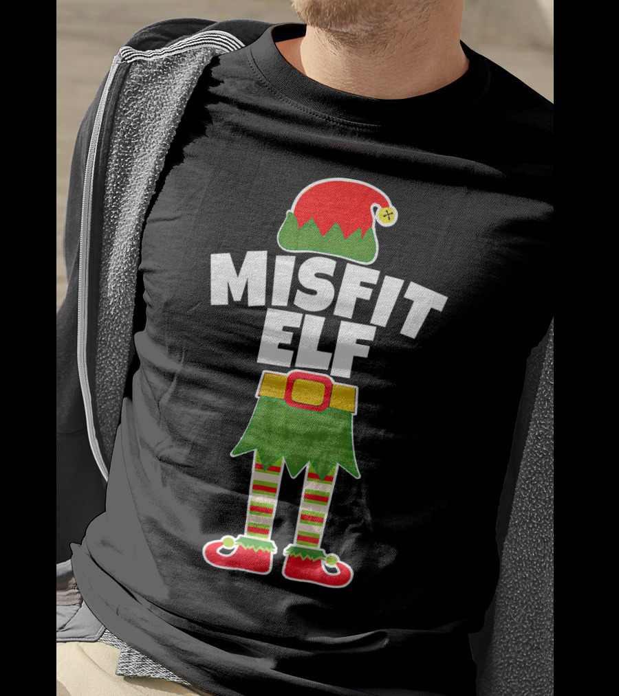 MISFIT ELF Funny Rudolph Weirdo Loser Christmas T-Shirt