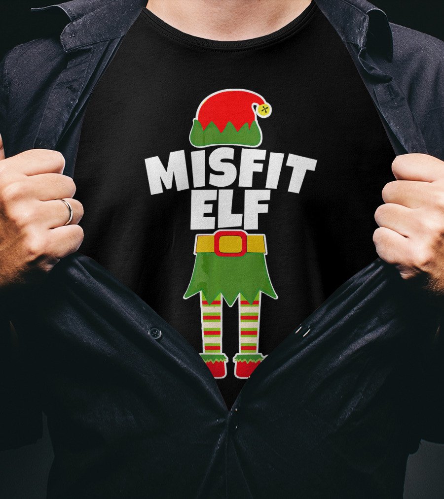 MISFIT ELF Funny Rudolph Weirdo Loser Christmas T-Shirt