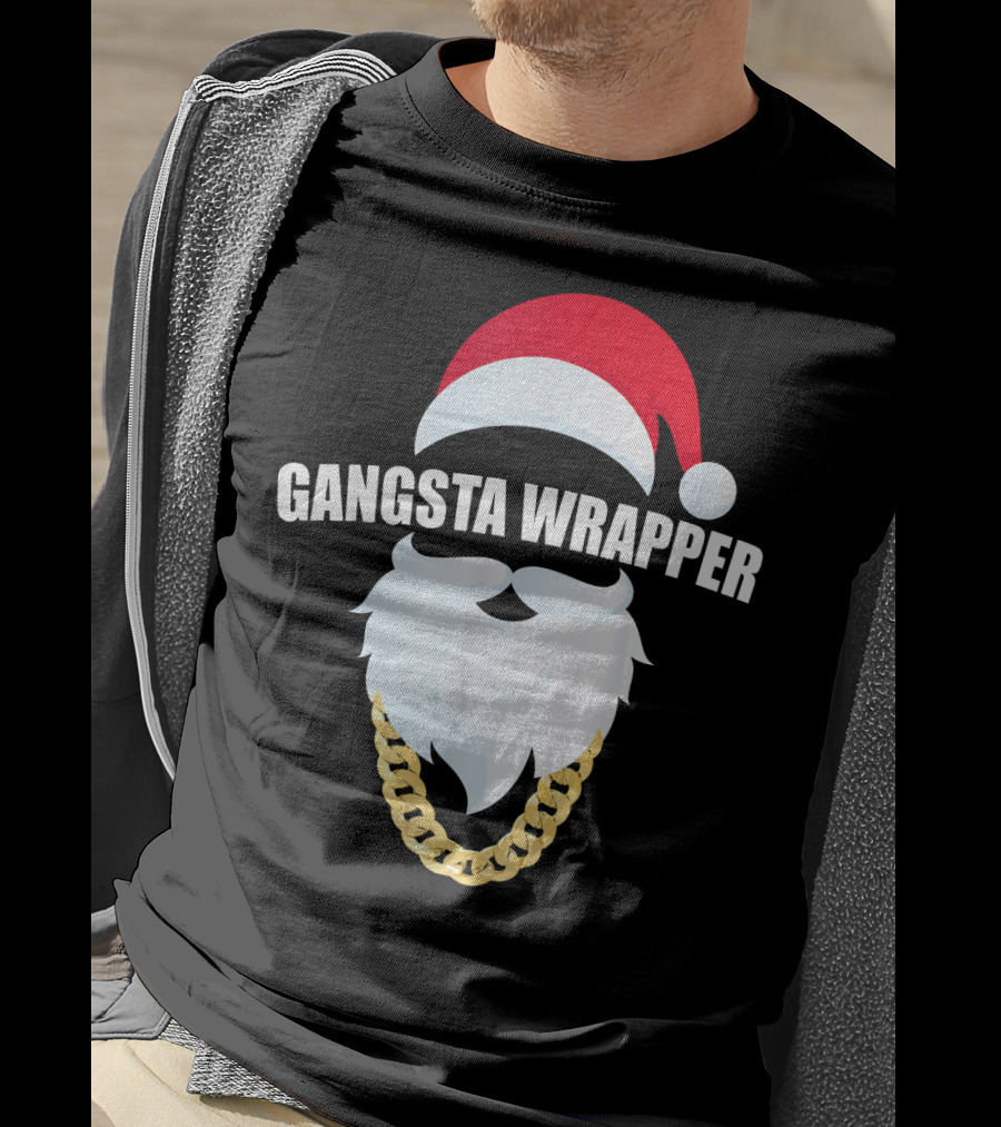 Gangsta Wrapper Santa With Gold Chain Beard And Hat T-Shirt